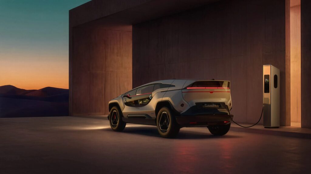 CEER Exobot SUV Silver Charging Dusk