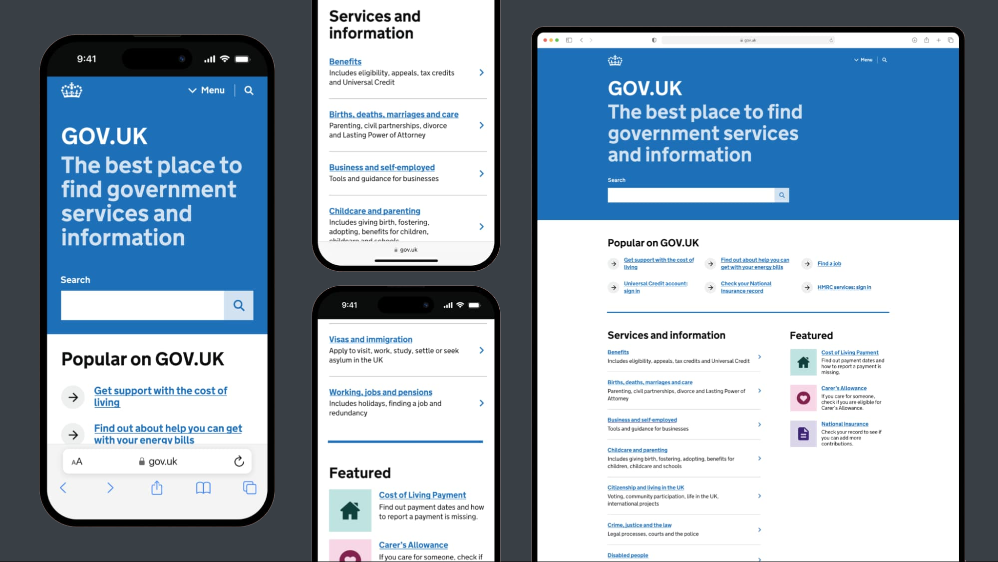 GOV.UK on mobile