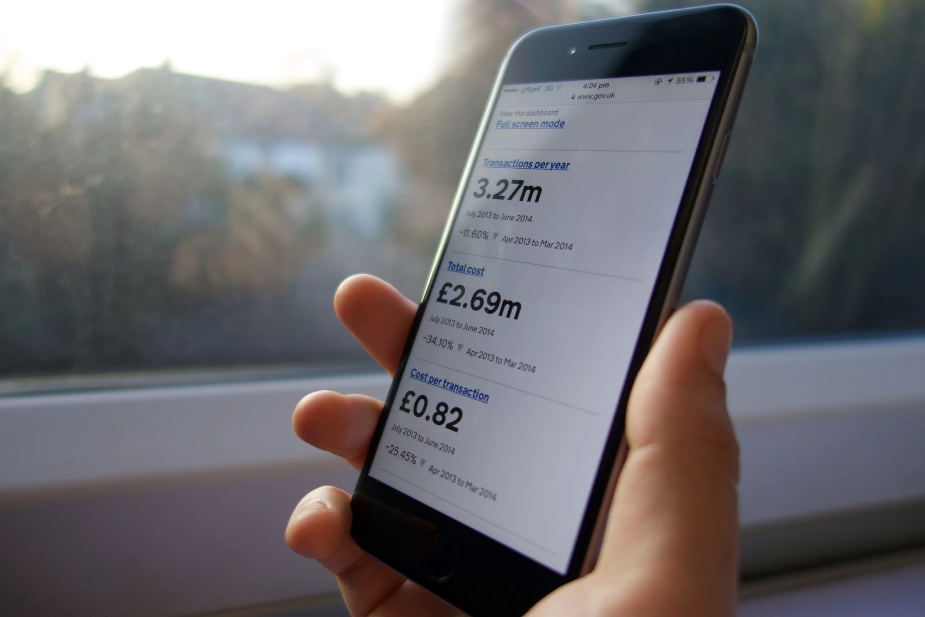 GOV.UK on a mobile phone