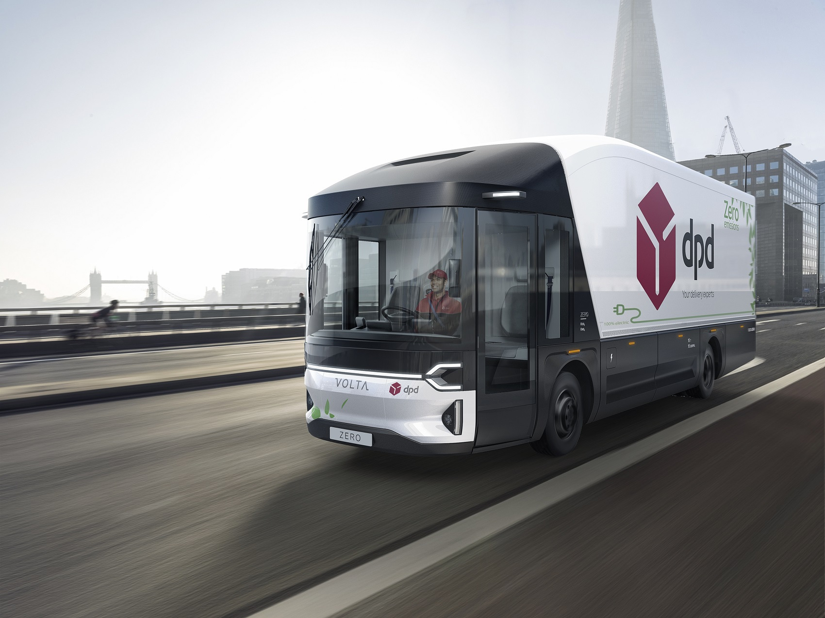 Volta Zero in DPD livery in the city
